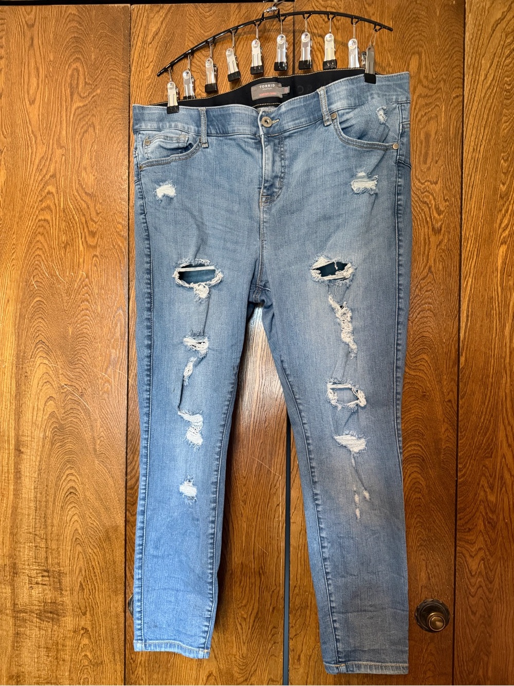 Torrid Bombshell Skinny Distressed Light Blue Jeans
